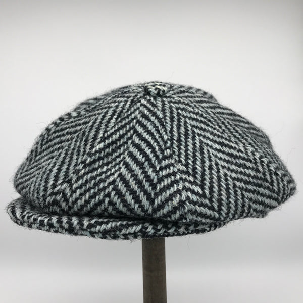 Grey Herringbone Windover Men Tweed Cap on Display